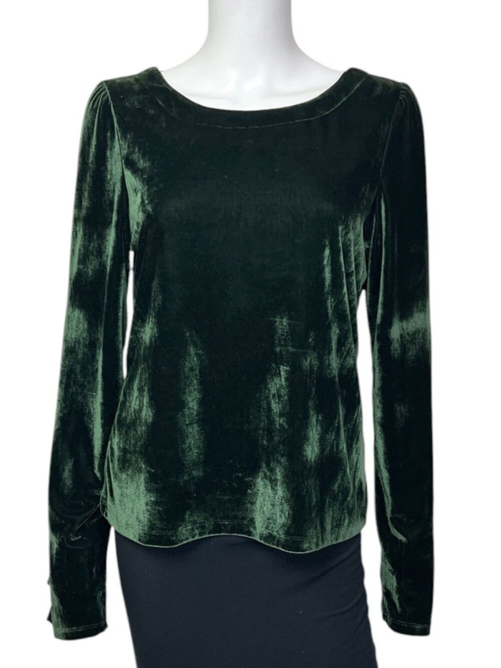 By Anthropologie Open-Back Velvet Top in Dark Green - sz L - Picture 4 of 10
